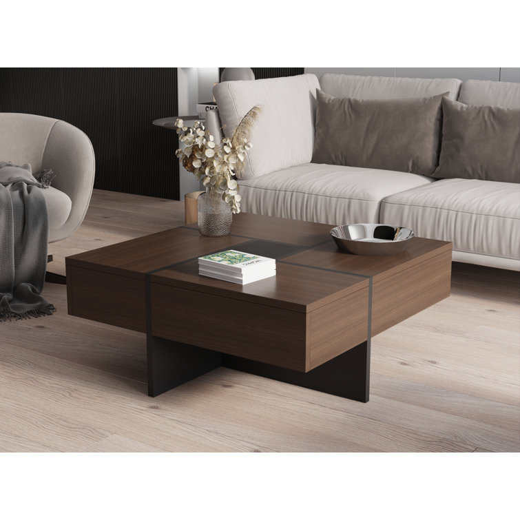 Ivy Bronx Bunita Extendable Cross Legs Coffee Table with Storage